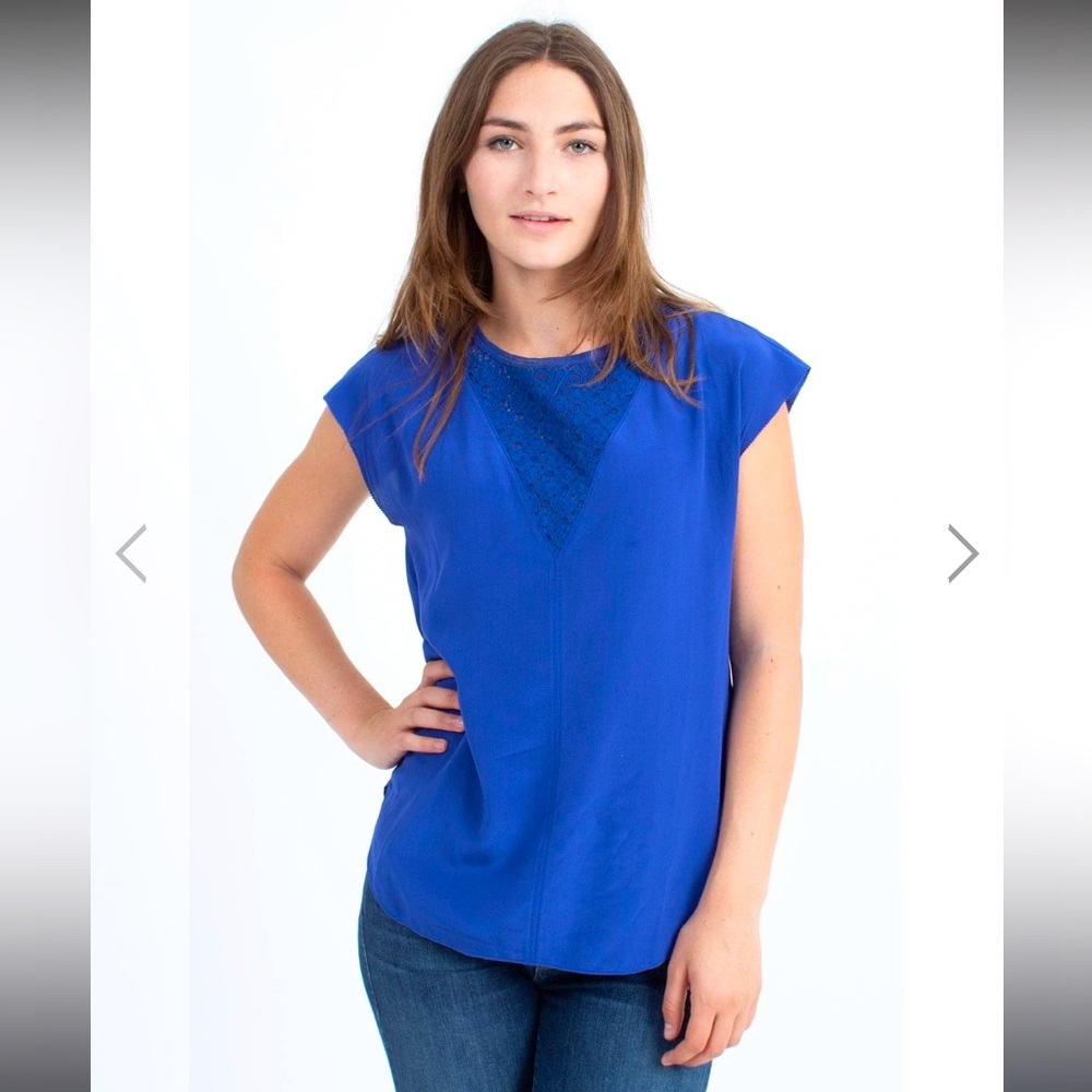 Rebecca Taylor cobalt blue silk blouse top shirt 4